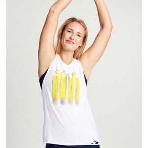 SoulCycle distressed white tank